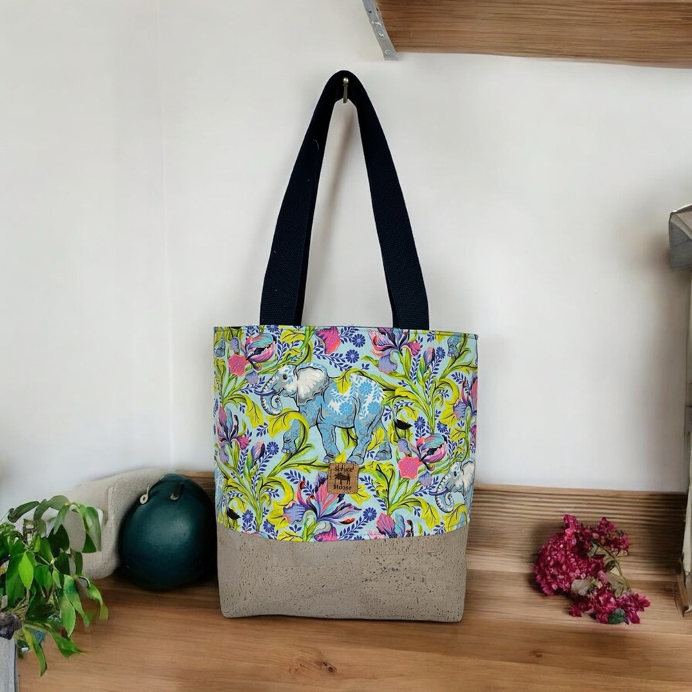 Floral Canvas Tote Bag - Multicolor